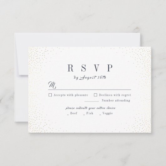 Graue und goldene Glitzer Ausgeklügelte Monogramm- RSVP Karte (Vorderseite)