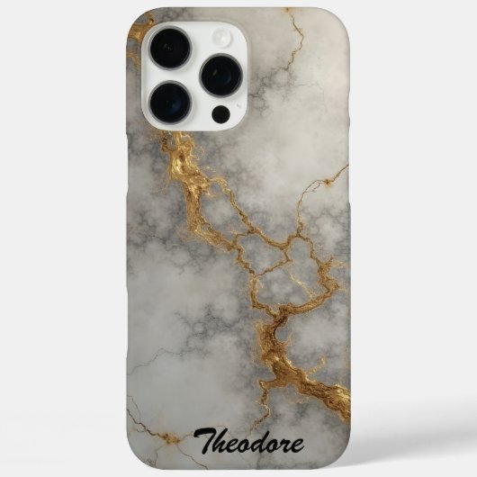 Graue und goldene Marmor Case-Mate iPhone Hülle (Rückseite)