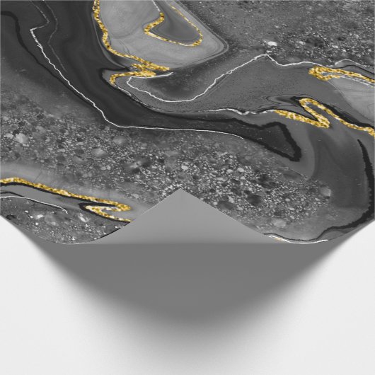 Graue und goldene Marmorgestaltung Geschenkpapier (Ecke)