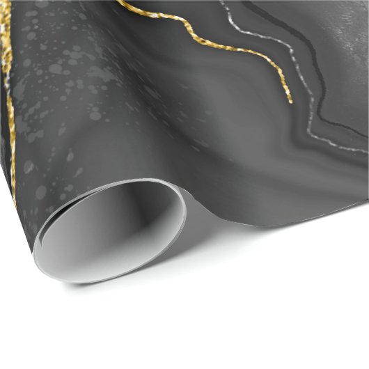 Graue und goldene Marmorgestaltung Geschenkpapier (Rolleneckpunkt)