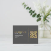 Graue und goldene QR-Code-Geschäftskarte Visitenkarte (Stehend Vorderseite)