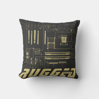 Graue und goldene RUGGED GEEK-Hauptplatine Kissen
