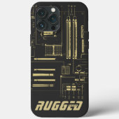 Graue und goldene RUGGED GEEK Hauptplatine Tech Case-Mate iPhone Hülle (Rückseite)