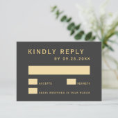 Graue und goldene Rustikale Goldrahmen-Ampere und  RSVP Karte (Stehend Vorderseite)