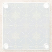 Graue und goldene Schneeflocken Weihnachtsmuster Glasuntersetzer (Rückseite)