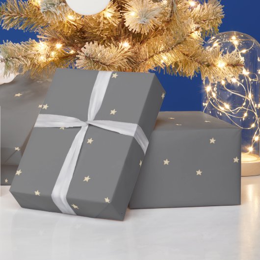 Graue und goldene Sterne Weihnachtswrapping Paper Geschenkpapier (Feiertage)
