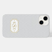 Graue und goldene Zickzack Monogramm Case-Mate iPhone Hülle (Rückseite (Horizontal))