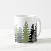Graue und grüne Evergreen Trees Elegant und rustik Kaffeetasse (VorderseiteRechts)