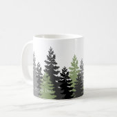 Graue und grüne Evergreen Trees Elegant und rustik Kaffeetasse (Vorderseite Links)