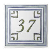 Graue und grüne große Hausnummer Fliese (Vorderseite)