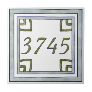 Graue und grüne kleine Hausnummer Fliese