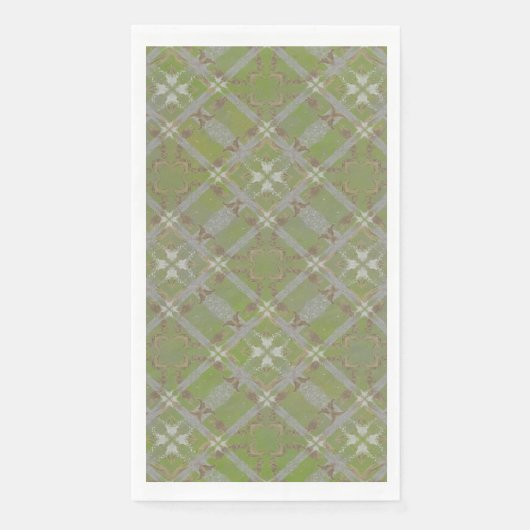 Graue und grüne Tile-Rollen Diamant-Muster Serviette (Vorderseite)