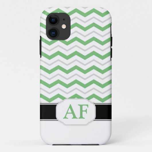 Graue und grüne Zickzack Monogram iPhone 5 Fall Case-Mate iPhone Hülle (Rückseite)