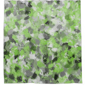 Graue und kalkgrüne Paintballs Duschvorhang (Vorderseite)