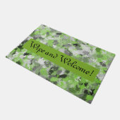 Graue und kalkgrüne Paintballs Fußmatte (Schrägansicht)