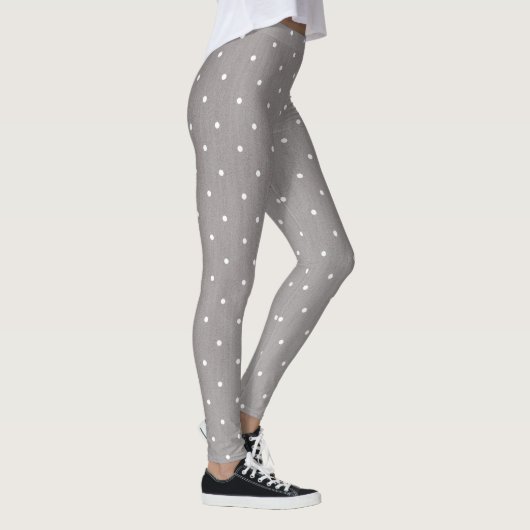 Graue und kleine weiße Polka Dots Chic Lounge oder Leggings (Rechts)