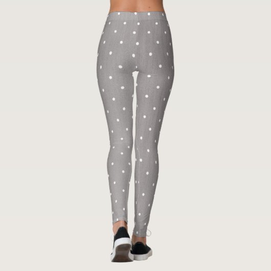 Graue und kleine weiße Polka Dots Chic Lounge oder Leggings (Rückseite)