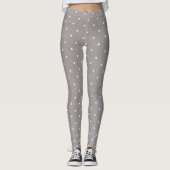 Graue und kleine weiße Polka Dots Chic Lounge oder Leggings (Vorderseite)