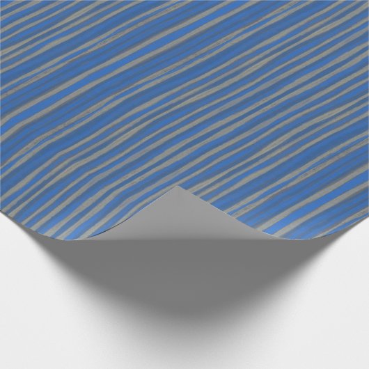 Graue und kobaltblaue Streifen, handgezeichnet Geschenkpapier (Ecke)