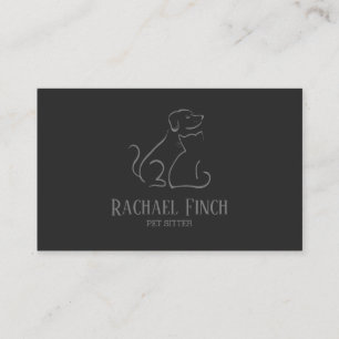 Graue und Kohle Modernes Minimalistisches Pet-Logo Visitenkarte