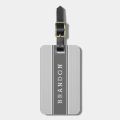 Graue und kohlensäurehaltiges Rugby-Streifen Gepäckanhänger (Vorderseite vertikal)