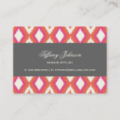 Graue und korale Stämme Ikat Zickzack Visitenkarte (Rückseite)