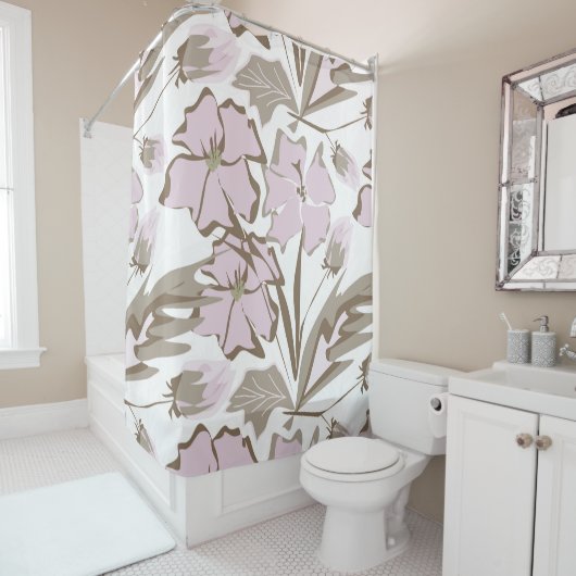 Graue und lila Blume. Duschvorhang (Beispiel)