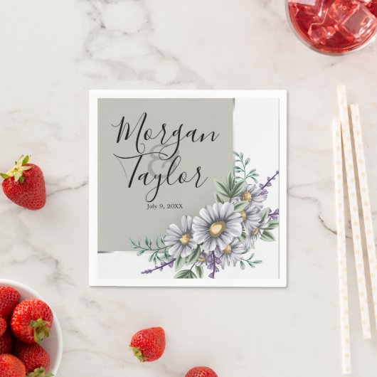 Graue und Lila Blume Serviette (Beispiel)