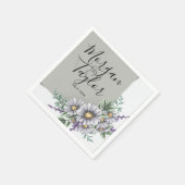 Graue und Lila Blume Serviette (Ecke)