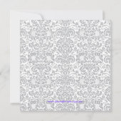 Graue und Lila Damask Kinderdusche Einladung (Rückseite)