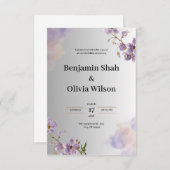 Graue und Lila Einladung zur Hochzeit (Vorne/Hinten)