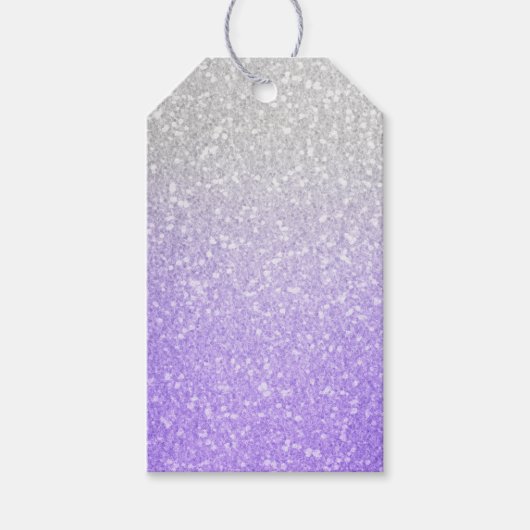 Graue und Lila Glitzer-Abbildung Geschenkanhänger (Vorderseite)