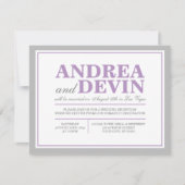 Graue und Lila Hochzeitsempfehlung NUR Einladungen (Vorderseite)