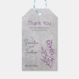 Graue und Lila Hochzeitstiftmarke Geschenkanhänger