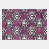Graue und Lila Schädel Geschenkpapier Set (Vorderseite 2)