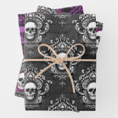 Graue und Lila Schädel Geschenkpapier Set (Beispiel)