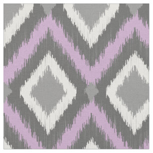 Graue und Lila Tribal Ikat Zickzack Stoff