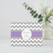 Graue und lila Zickzack gestreifte danken Ihnen Postkarte (Stehend Vorderseite)