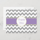 Graue und lila Zickzack gestreifte danken Ihnen Postkarte (Vorne/Hinten)