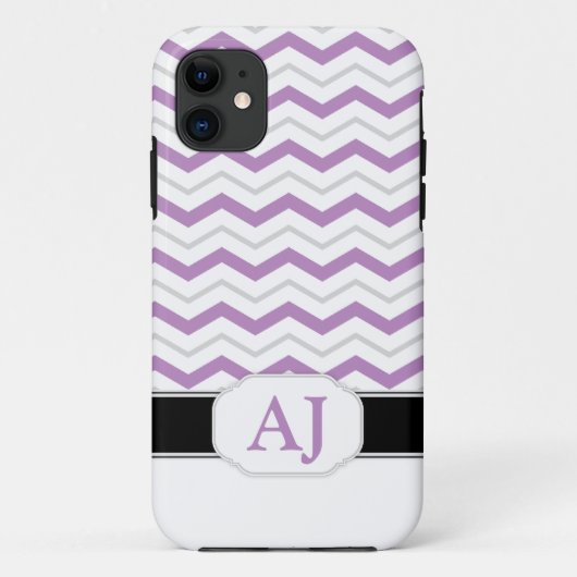 Graue und Lila Zickzack Monogram iPhone 5 Fall Case-Mate iPhone Hülle (Rückseite)