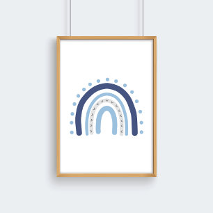 Graue und marineblaue Jungen-Kinderzimmer-Regendek Poster