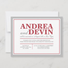 Graue und Merlot Hochzeitsempfang NUR Einladungen