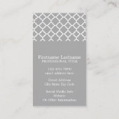 Graue und Minze Quatrefolienmuster-Individuelle Na Visitenkarte (Rückseite)