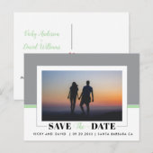 Graue und minzgrüne Hochzeit Sichern Sie das Date  Postkarte (Vorne/Hinten)