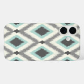 Graue und Minzstämme Zickzack Ikat Case-Mate iPhone Hülle (Rückseite (Horizontal))