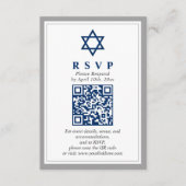 Graue und Navy Blue Bar Mitzvah QR Code UAWG Begleitkarte (Vorderseite)