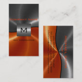 Graue und orange Edelstahlmetalle Visitenkarte (Vorne/Hinten)