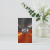 Graue und orange Edelstahlmetalle Visitenkarte (Stehend Vorderseite)