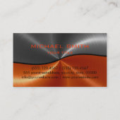 Graue und orange Edelstahlmetalle Visitenkarte (Rückseite)