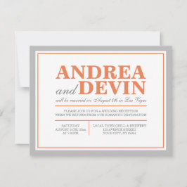 Graue und orangefarbene Hochzeitsempfehlung NUR Ei Einladung